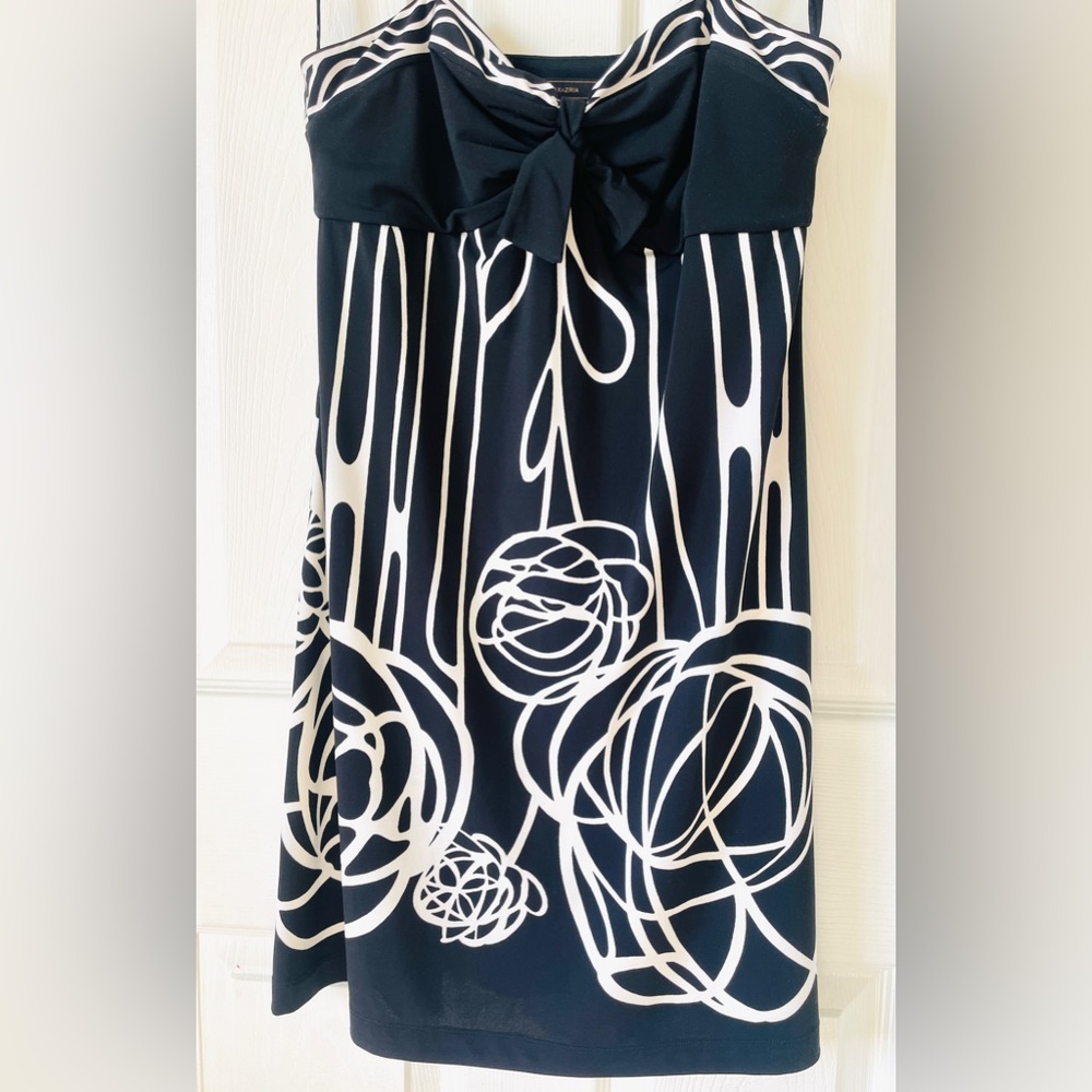 BCBGMaxAzria Black and White Strapless Dress